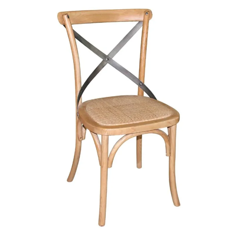 Acheter Direct Chaises en bois patiné avec dossier croisé Bolero naturel (Lot de 2)