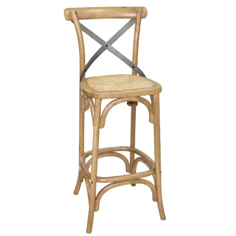Tabouret de bar en bois avec dossier croisé Bolero métal Retour Gratuit