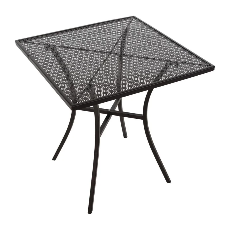 Table bistro carrée en acier ajouré Bolero noire 700mm Commander Maintenant