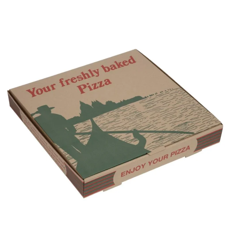 Boîtes à pizza imprimées compostables 311mm (lot de 100) Solde