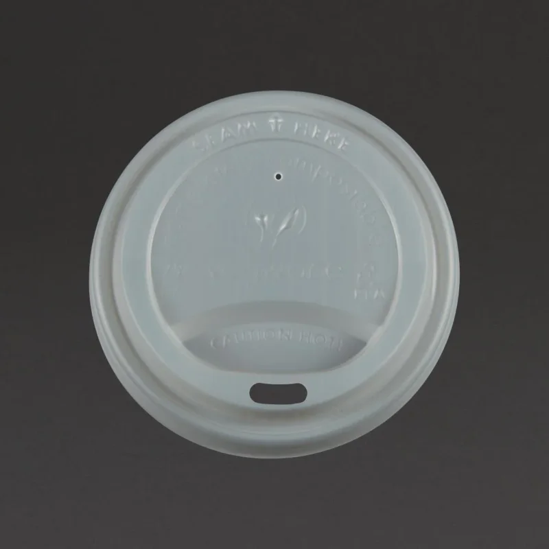 Couvercles CPLA pour gobelets boissons chaudes compostables Vegware 225ml (lot de 1000) Meilleure Vente