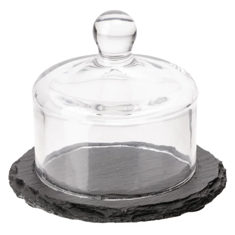 Livraison Express Plateau en ardoise avec cloche en verre APS