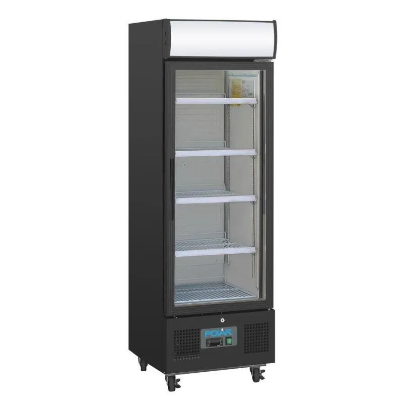 Vitrine réfrigérée positive avec caisson lumineux Polar Série G 218L noire Promotion