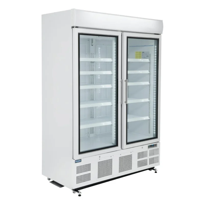 Vitrine réfrigérée négative deux portes avec bandeau lumineux Polar Série G 920L Vente Directe