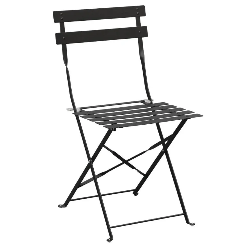 Paiement Sécurisé Chaises de terrasse pliantes en acier Bolero noires (Lot de 2)