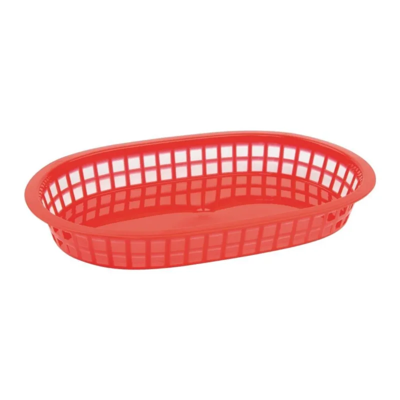 Panière alimentaire ovale en polypropylène Olympia rouge (Lot de 6) Bon Marché