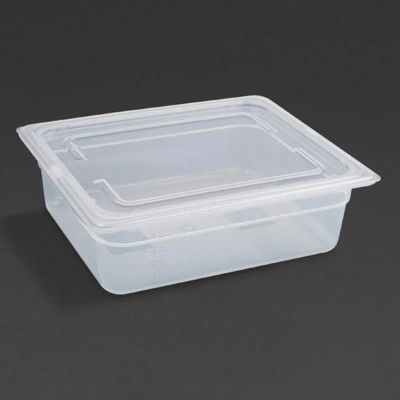 Prix Promo Bac enpolypropylène avec couvercle Vogue GN 1/2 100mm (lot de 4)