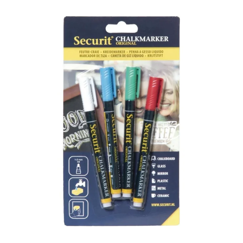 Assortiment de feutres craie liquide 2mm Securit (lot de 4) Nouvel Arrivage