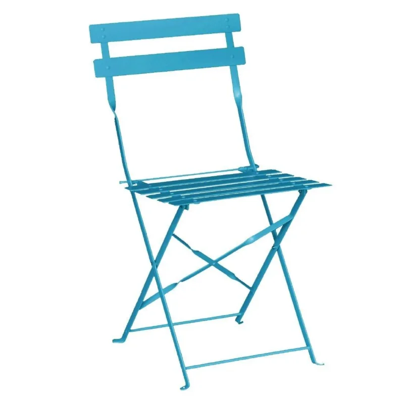 Chaises de terrasse pliantes en acier Bolero bleu turquoise (Lot de 2) Commande En Gros