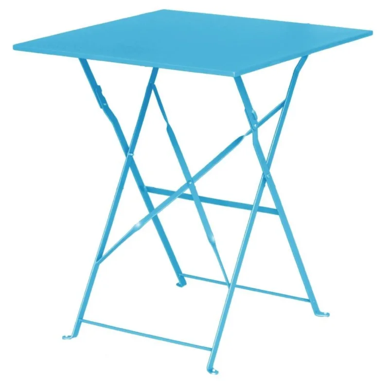Table de terrasse carrée en acier Bolero bleu turquoise 600mm Top Vente