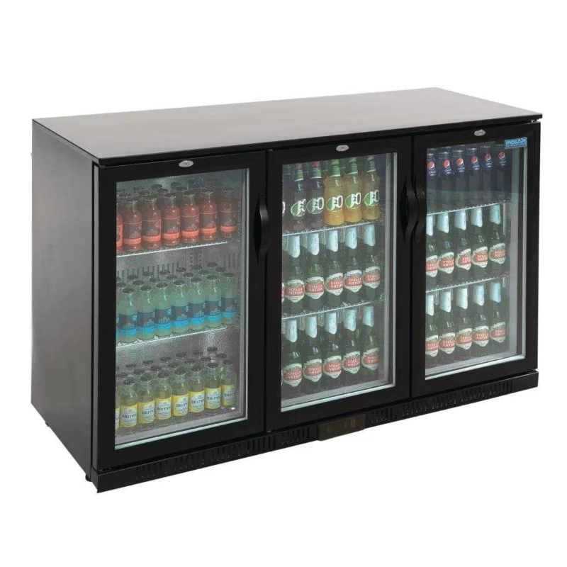 Arrière-bar trois portes pivotantes Polar Série G noir 330L Seulement Aujourd’hui
