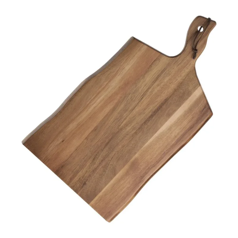 Authentique Grande planche en acacia bords ondulés Olympia 355x250x15mm manche 85mm