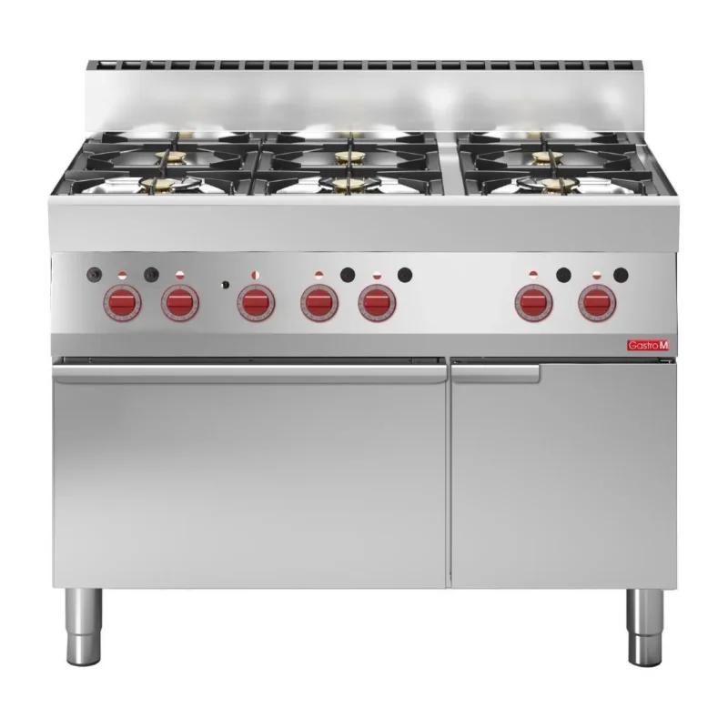 Pas Cher Fourneau 6 feux sur four électrique à convection avec placard ouvert Gastro M 65/110CFGE