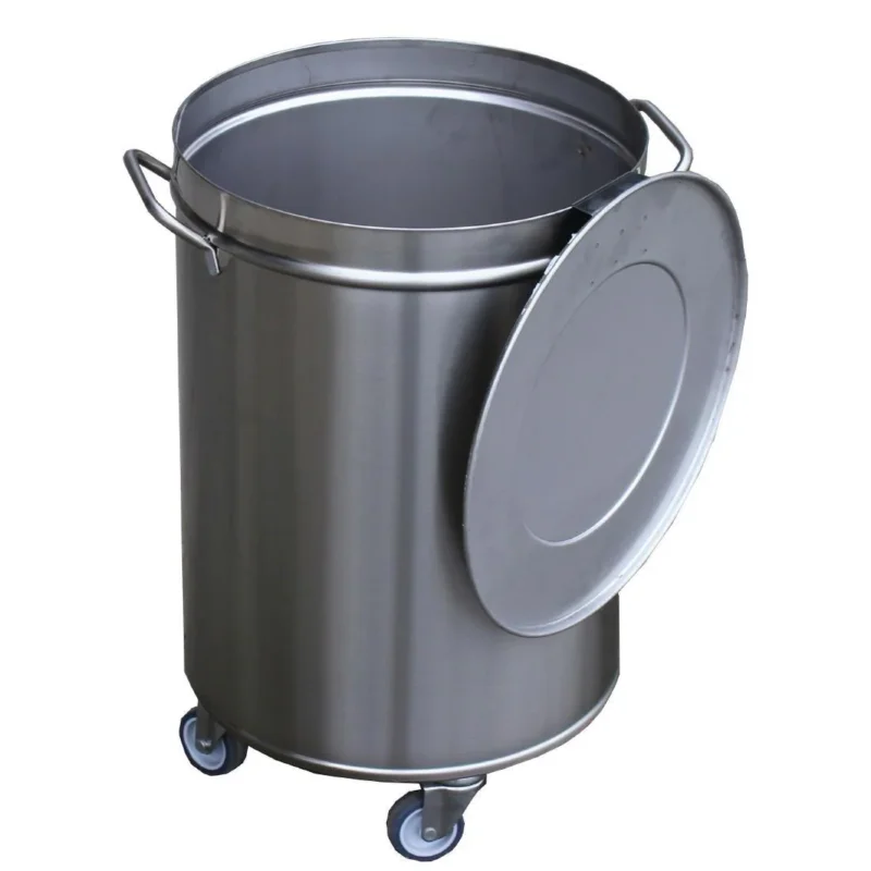 Poubelle inox avec roues et couvercle Gastro M 90L Jusqu’à Épuisement Des Stocks