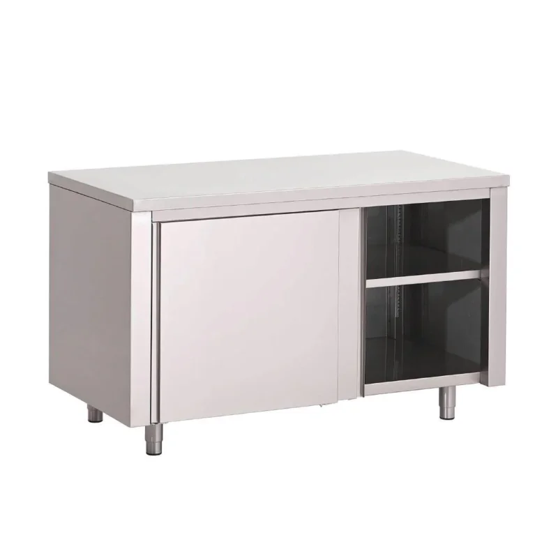 Retour Gratuit Table armoire inox avec portes coulissantes Gastro M 2000 x 700 x 850mm