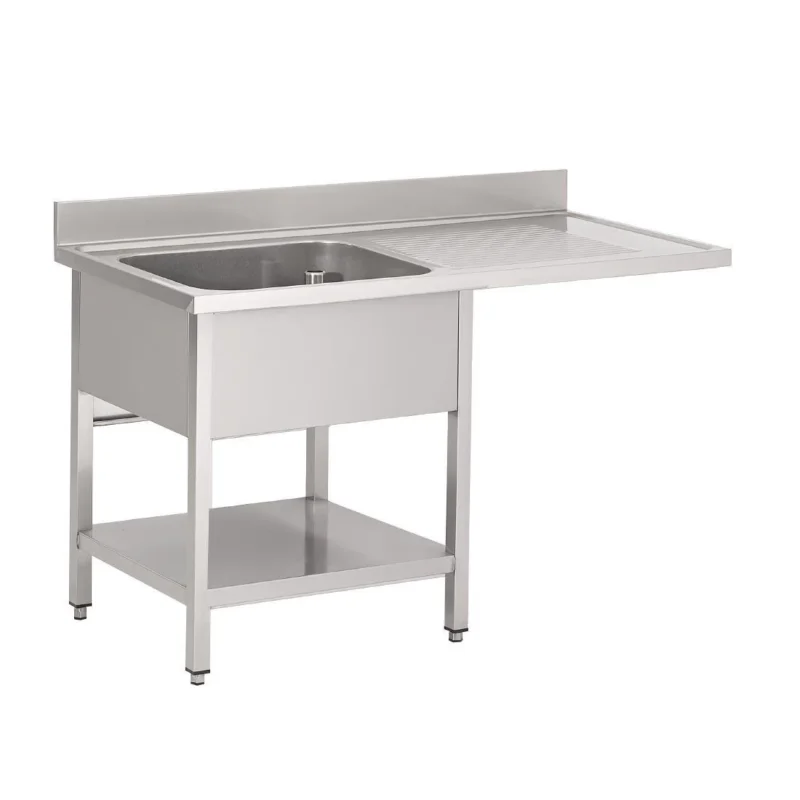 Acheter Direct Plonge inox avec étagère basse et emplacement lave-vaisselle Gastro M 1 bac à gauche 120 x 70 x 85 cm