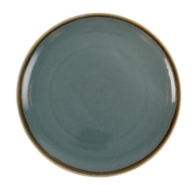 Assiettes plates rondes Olympia Kiln 280mm océan (lot de 4) Certifié