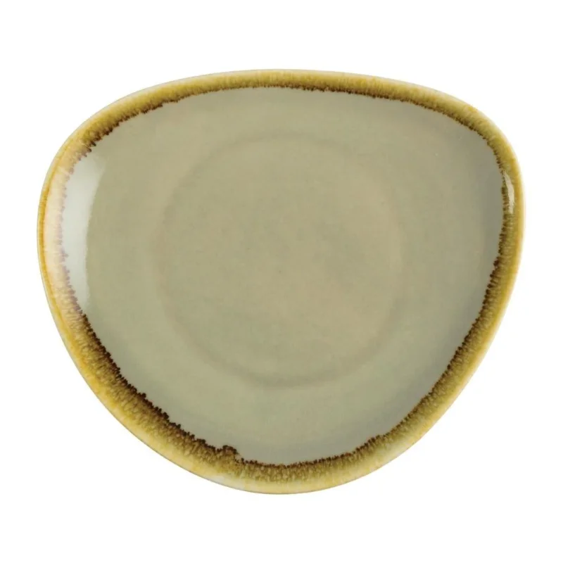 Authentique Assiette triangulaire couleur mousse Olympia Kiln 165mm (Lot de 6)