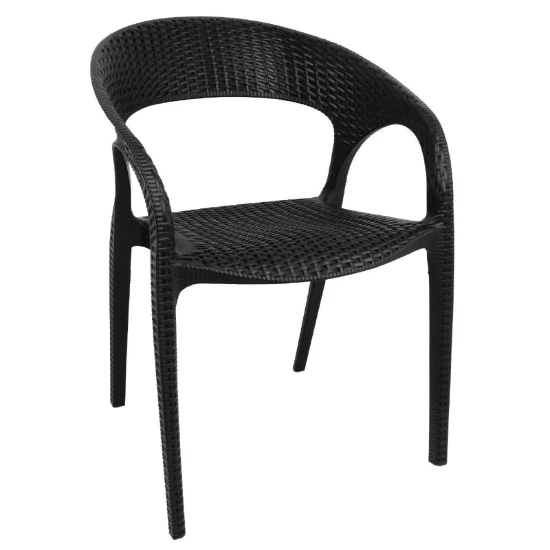 Fauteuils enveloppants en rotin PP Bolero noirs (lot de 4) Vente Directe