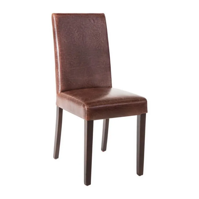 Nouvel Arrivage Chaise dossier haut en simili cuir Bolero marron foncé patiné x2