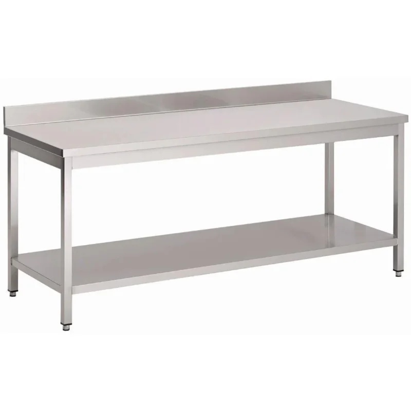 Table inox avec dosseret et étagère basse Gastro M 1200 x 600 x 850mm Promotion