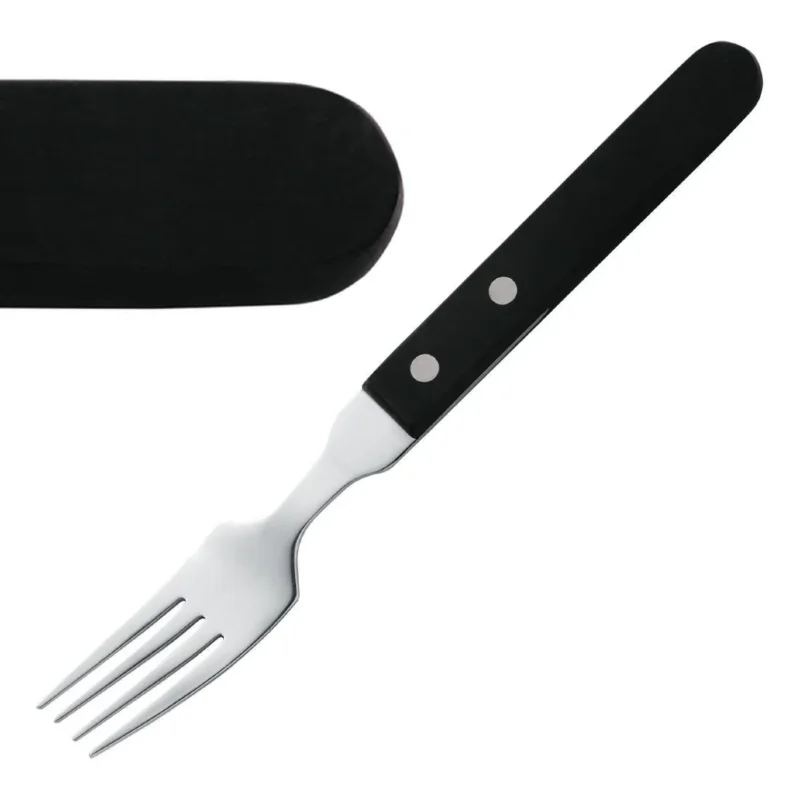 Prix Bas Fourchette à steak Amefa manche noir 196mm (Lot de 12)