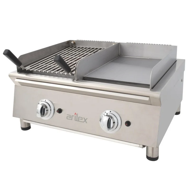 Meilleur Prix Plancha Lisse Acier et Grill Pierre de Lave à Gaz Fry-Top 600 - 11000 W
