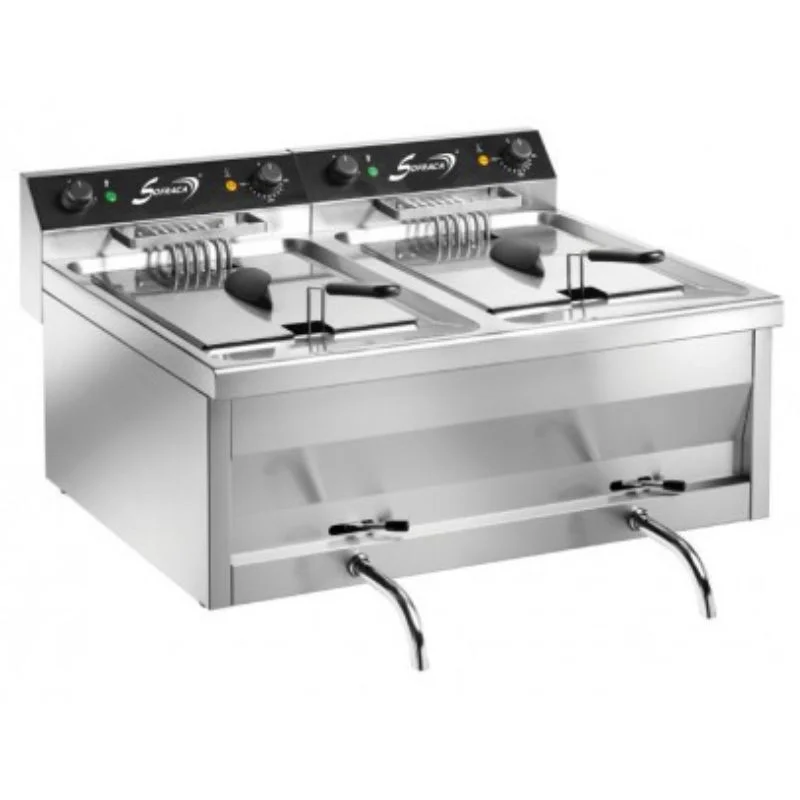 Friteuse Electrique à Poser avec Robinet de Vidange - 2 x 9 L Quantité Limitée