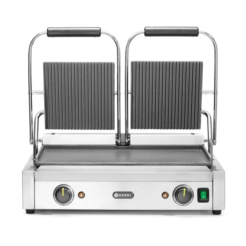Grill de Contact Modèle Double - Plaques Lisses et Rainurées Certifié