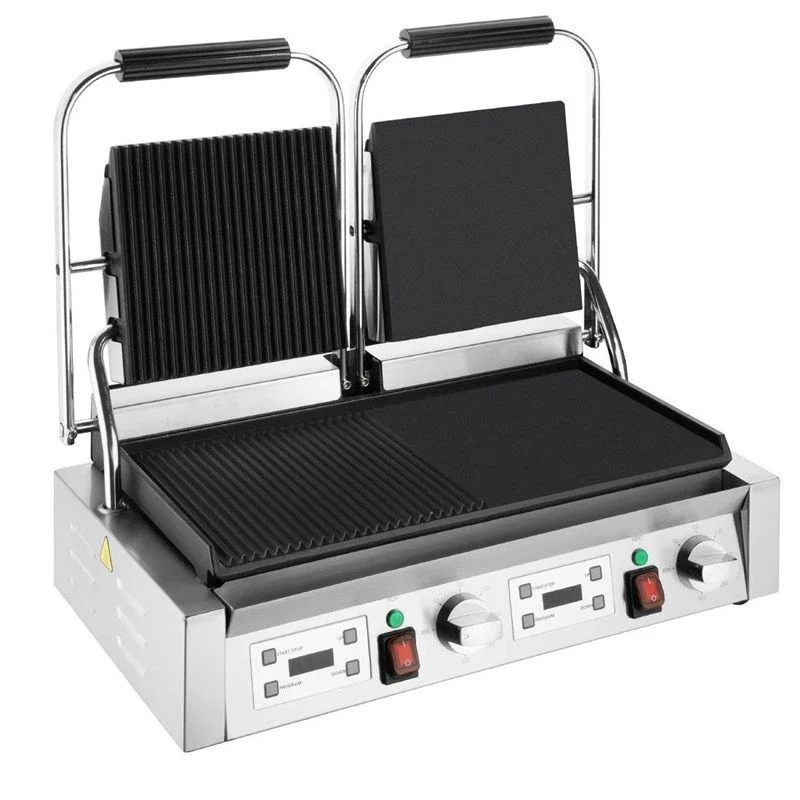 Grill De Contact Double Lisse À Gauche et Rainuré À Droite Nouvel Arrivage