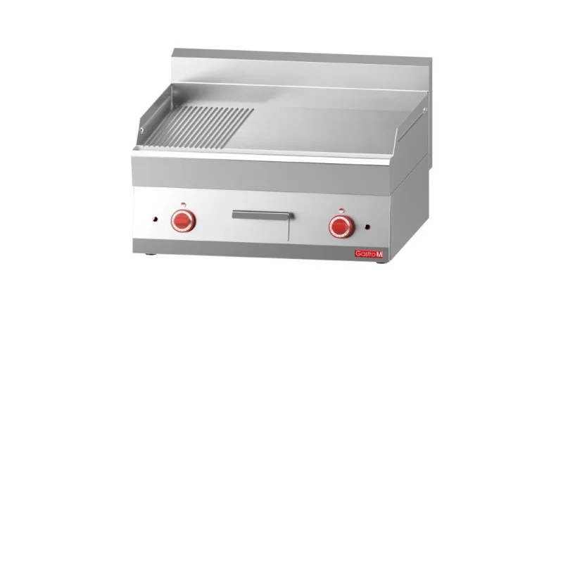 Plancha Électrique avec Plaque Demie Lisse Demie Rainurée - L 700 x P 650 mm Dernier Modèle