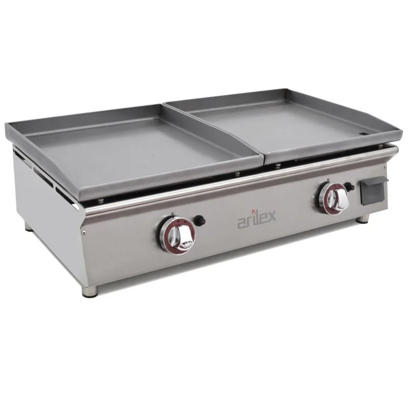 Promotion Plancha à Gaz Lisse Double Acier 6 mm - 40 + 40 cm