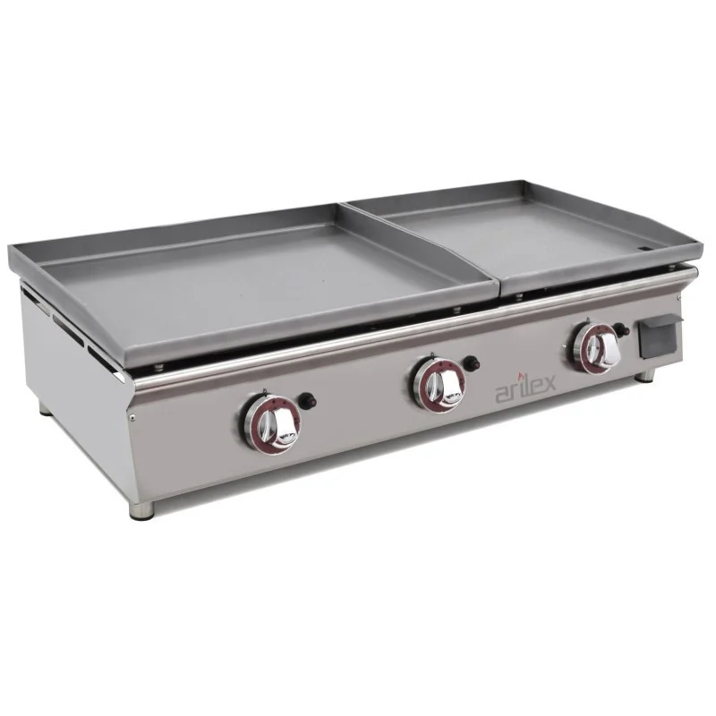 Prix Choc Plancha à Gaz Lisse Double Acier 6 mm - 60 + 40 cm