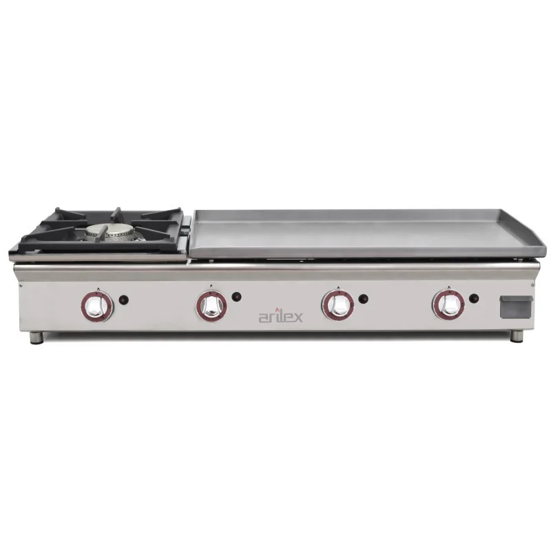 Vente Directe Plancha à Gaz Lisse Acier 6 mm avec Réchaud - 80 + 40 cm