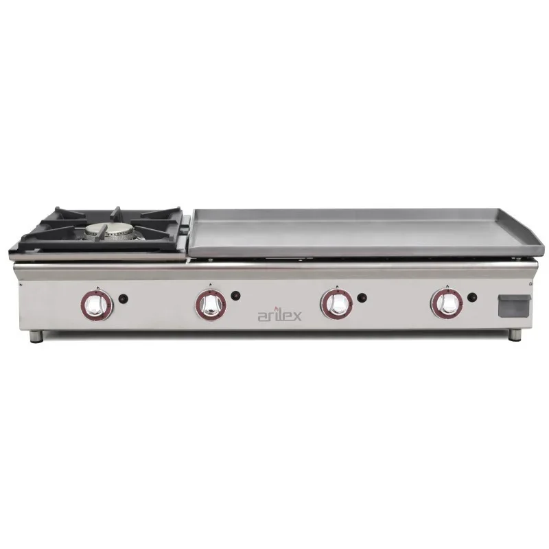 Meilleur Choix Plancha à Gaz Lisse Acier 15 mm avec Réchaud - 80 + 40 cm