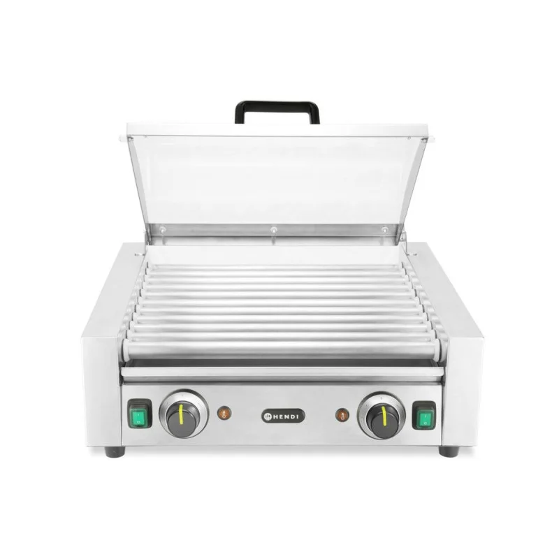 Grill Roulant pour Saucisses avec Couvercle - 2 Zones Réduction