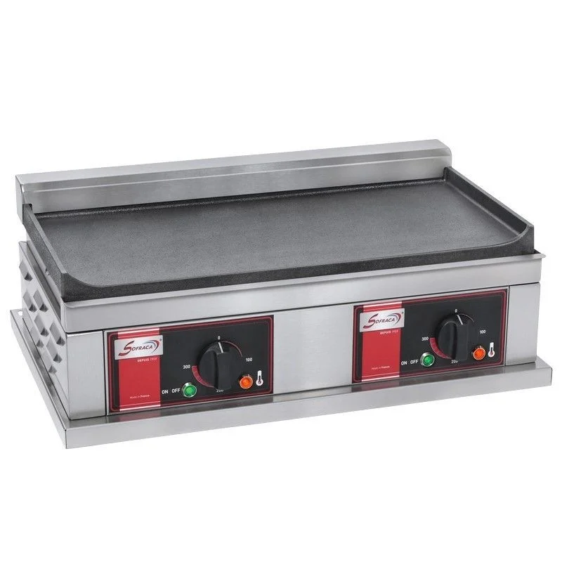 Plancha Double Electrique à Plaques Lisses - 230 V Pas Cher