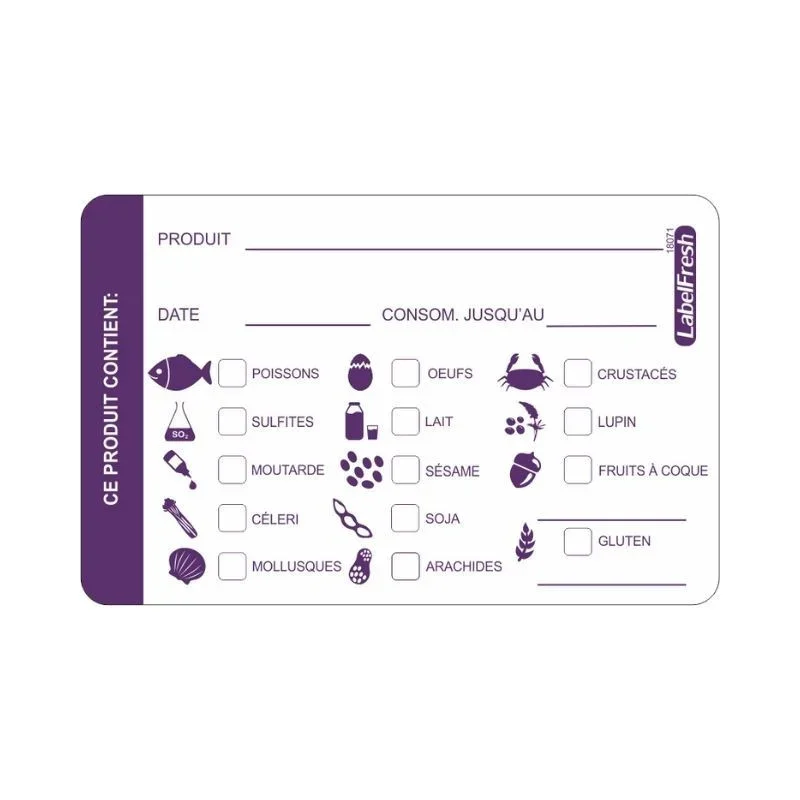 Offre Spéciale Etiquette Multi-Allergènes LabelFresh Allergènes - 70 x 45 mm - Lot de 500