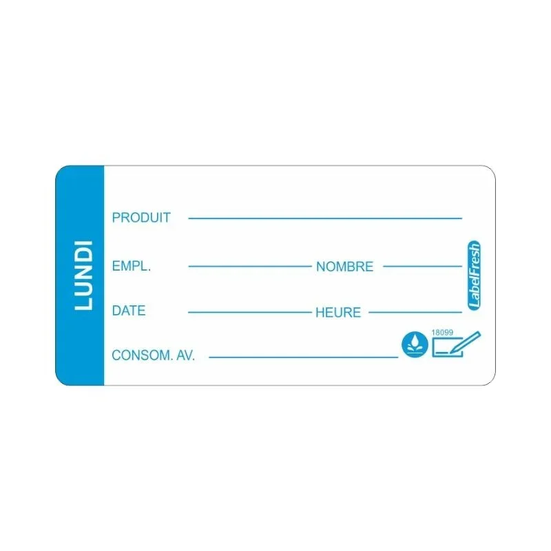 Bon Marché Etiquette de Traçabilité LabelFresh Soluble Pro- Lundi - 60 x 30 mm - Lot de 250