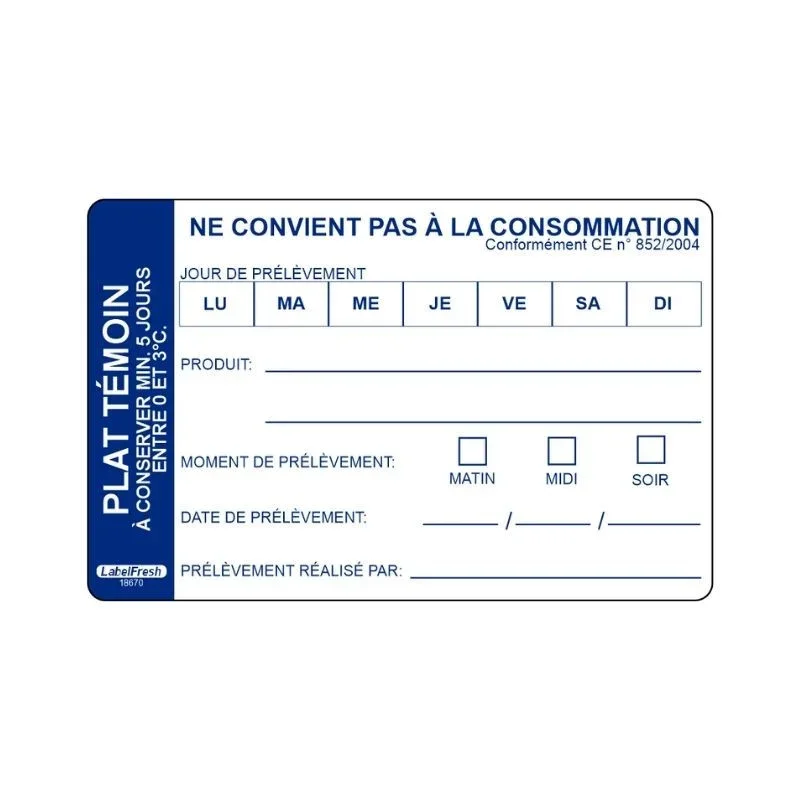 Etiquette Plat Témoin Compostable - 70 x 45 mm - Lot de 300 Paiement Sécurisé