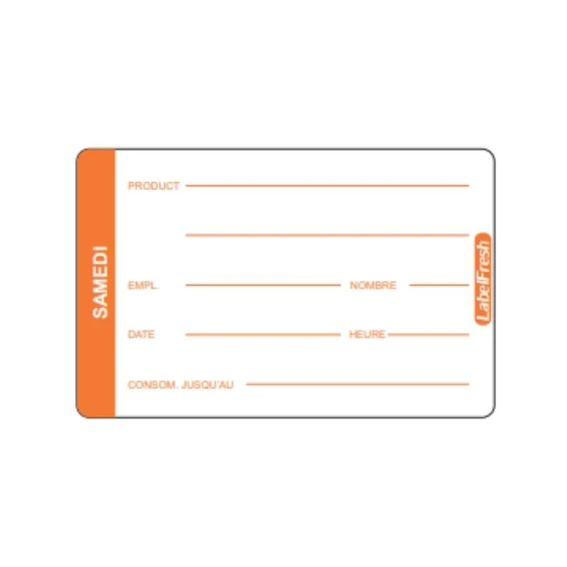 Haute Qualité Etiquette de Traçabilité LabelFresh Pro - Samedi - 70 x 45 mm - Lot de 500