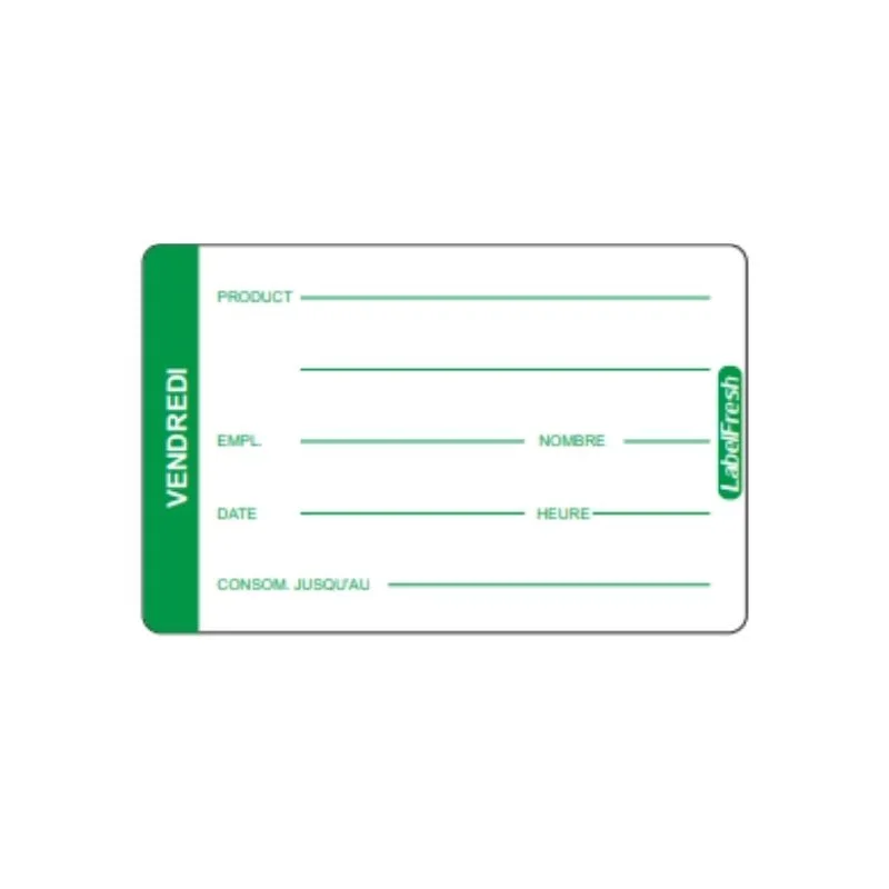 Offre Limitée Etiquette de Traçabilité LabelFresh Pro - Vendredi - 70 x 45 mm - Lot de 500
