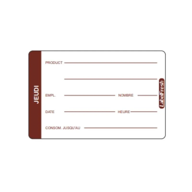 Remise Etiquette de Traçabilité LabelFresh Pro - Jeudi - 70 x 45 mm - Lot de 500