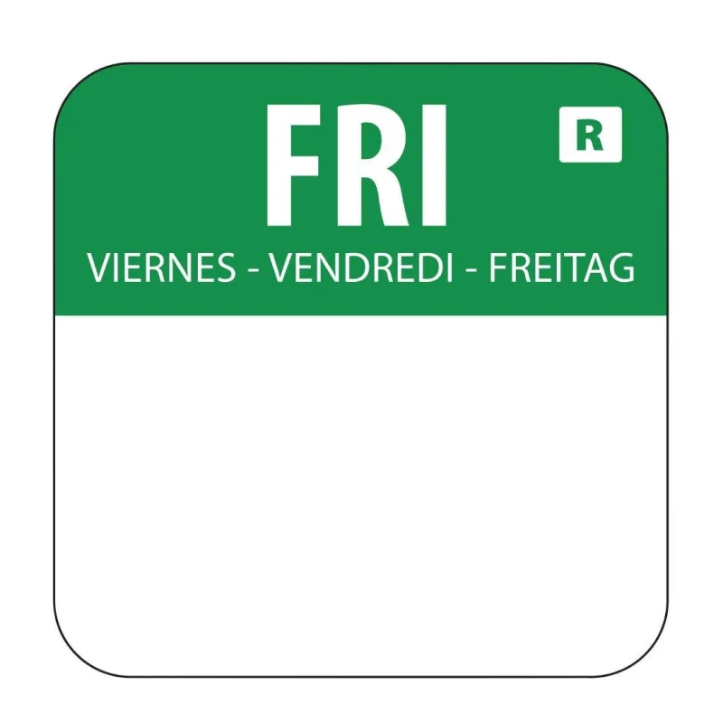 Prix Promo Etiquettes Alimentaires Vert "Vendredi" - Lot de 1000