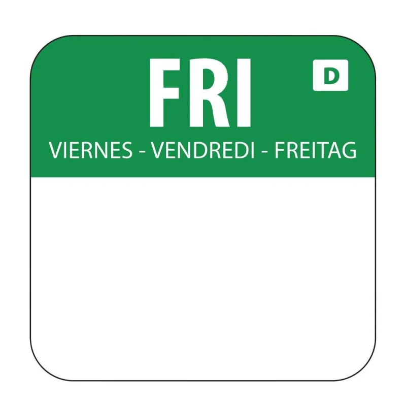 Livraison Express Etiquettes Solubles pour Aliments "Vendredi" - Boîte de 1000