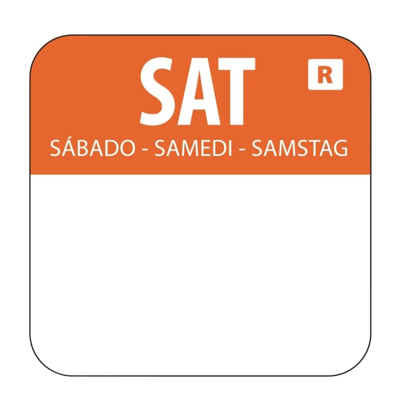 Nouveauté Etiquettes Alimentaires Orange"Samedi" - Lot de 1000