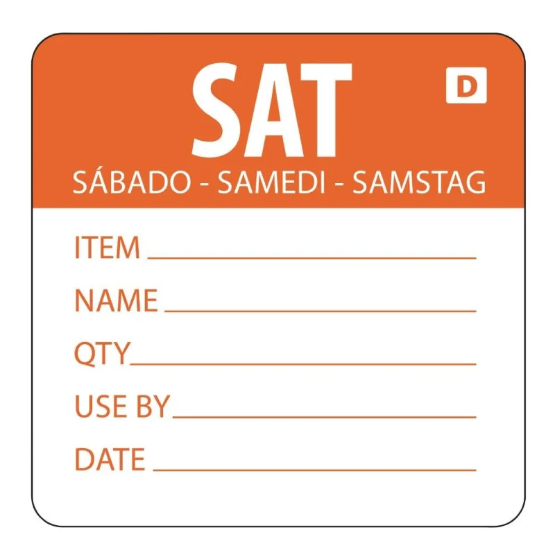 Etiquettes Solubles Jour De La Semaine "Samedi"- Rouleau de 250 Soldes