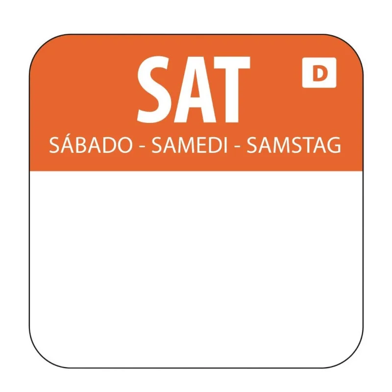 Commander Maintenant Etiquettes Solubles pour Aliments "Samedi" - Boîte de 1000