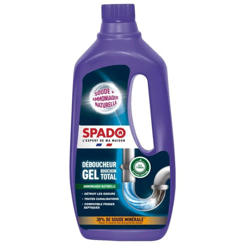 Gel Déboucheur Cuisine et Salle de Bain Spécial Bouchon Total - 1 L Expédié Aujourd’hui