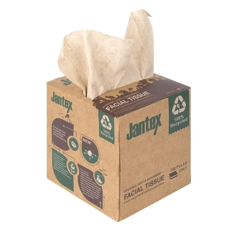 Certifié Cube de Mouchoirs Recyclé 100 Feuilles - Lot de 36